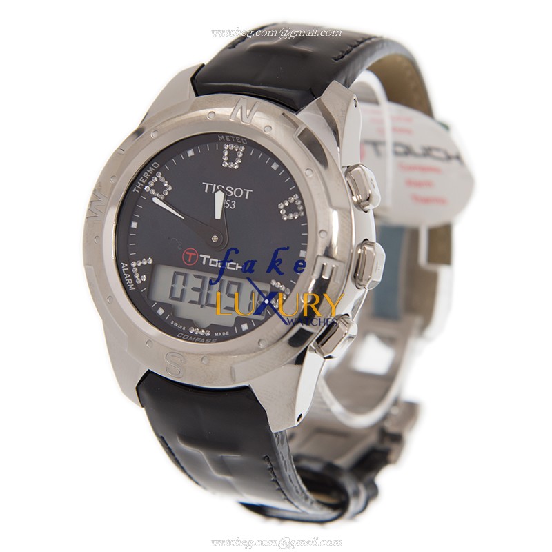 Tissot Touch Collection T047.220.46.126.00 Quartz Titanium Blue Dial Leather Strap Replica Watch - Image 3