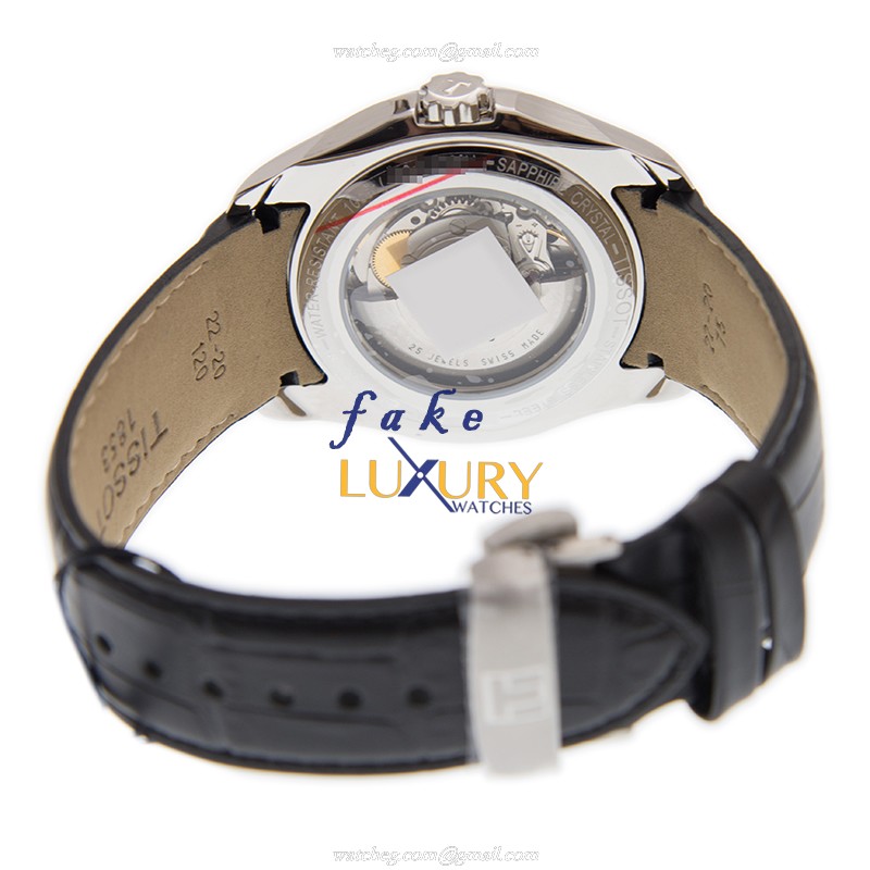 Tissot T035.428.16.051.00 T-Classic Replica Watch, Automatic, Black Dial, Steel Case, Leather Strap - Image 4