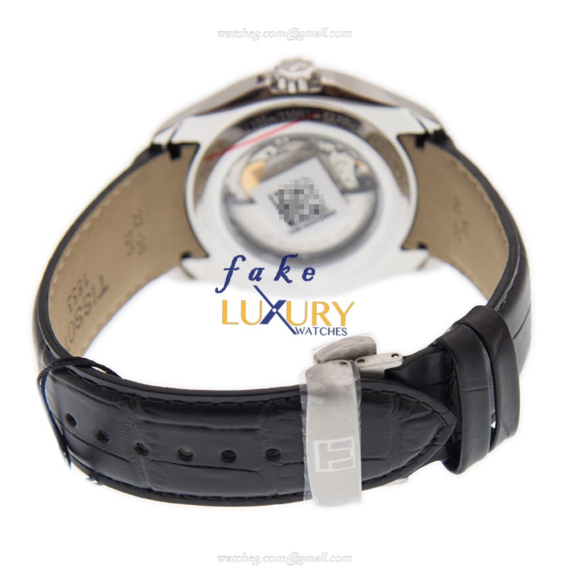 Tissot T035.428.16.051.00 T-Classic Replica Watch, Automatic, Black Dial, Steel Case, Leather Strap - Image 5