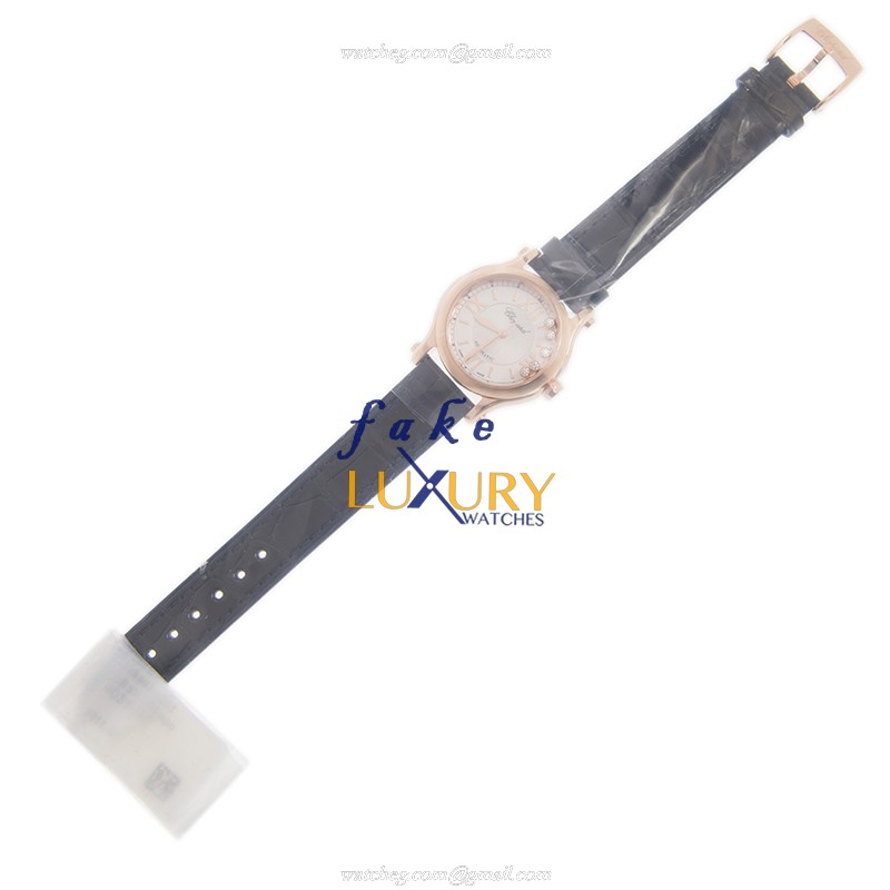 Chopard 274893-5011 Happy Sport Automatic 18kt Rose Gold Replica Watch - Swiss Movement, White - Image 2