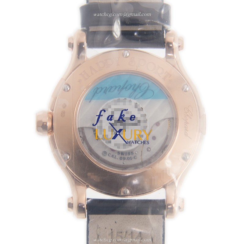 Chopard 274893-5011 Happy Sport Automatic 18kt Rose Gold Replica Watch - Swiss Movement, White - Image 3