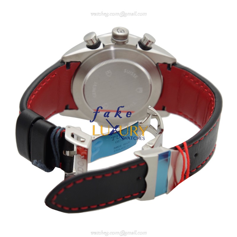Tudor 42000D FASTRIDER Automatic Steel Case Replica Watch - Red Dial, Leather Strap - Image 5