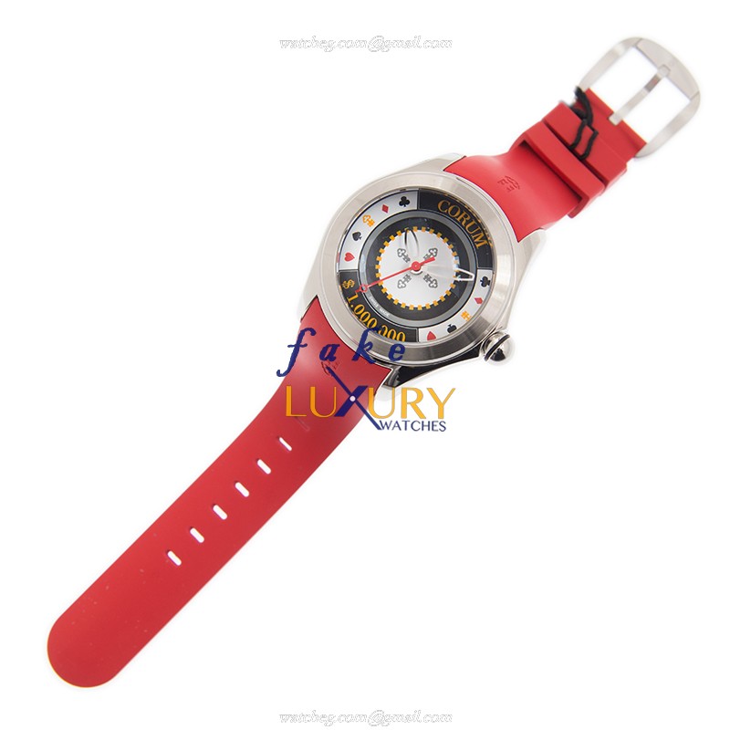 Corum 082.410.20/0176 CH01 BUBBLE - Replica Watch - Automatic - Steel Case - Black White Dial - Red - Image 2