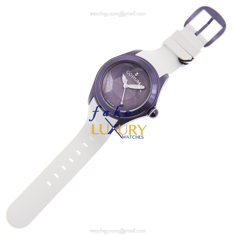 Corum 082.413.98/0379 OR01 Replica Watch, Automatic, Purple Dial, Steel Case, White Rubber Strap - Image 2