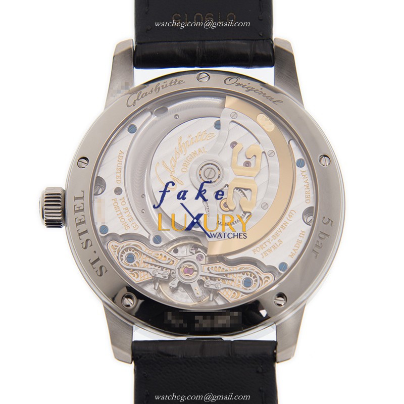 Glashutte 1-90-02-42-32-50 Prima Luna Automatic White Dial Leather Strap Replica Watch - Image 3