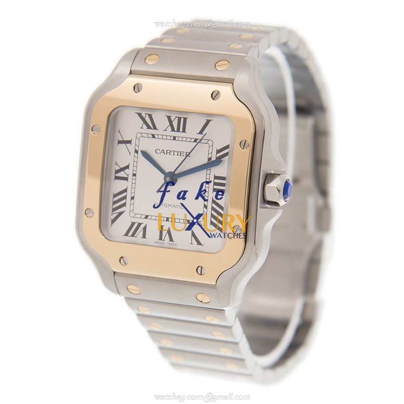 Cartier W2SA0007 Santos Automatic 18kt Gold & Steel Replica Watch - Swiss Movement, Silver Dial & - Image 3