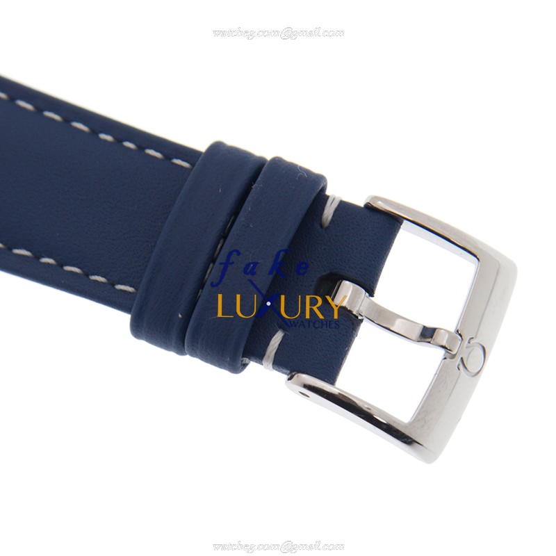 Omega 522.32.40.20.01.001 Replica Watch Automatic Movement Black Dial Blue Leather Strap Steel Case - Image 4