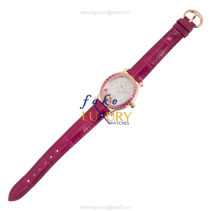 Chopard 275362 5003 Happy Diamonds Auto 18kt Rose Gold Sapphire Replica Watch - Image 2