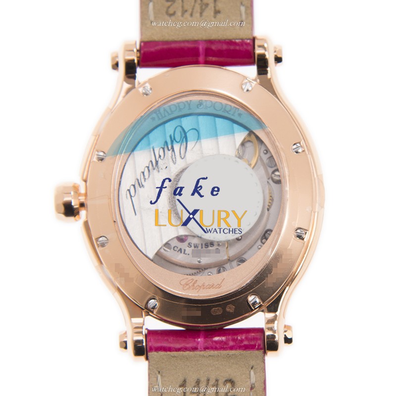 Chopard 275362 5003 Happy Diamonds Auto 18kt Rose Gold Sapphire Replica Watch - Image 3