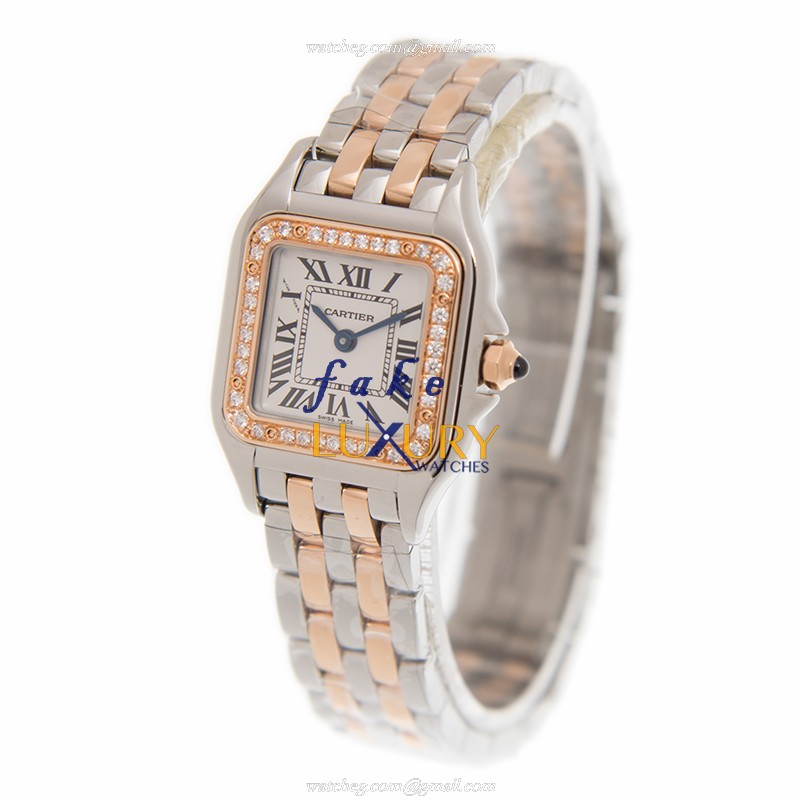 Cartier Panthere W3PN0006 Replica Watch, Quartz Movement, 18kt Rose Magic & Diamond Case, White Dial - Image 3