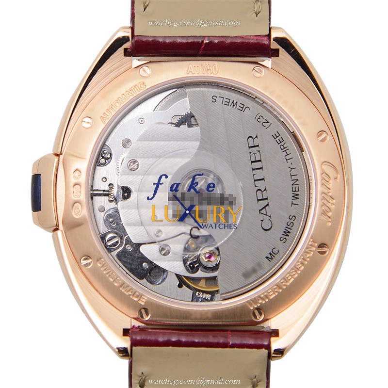 - WJCL0013 - Cartier CLe DE CARTIER Automatic 18kt Rose Gold & Diamonds Replica Watch - White - Image 3