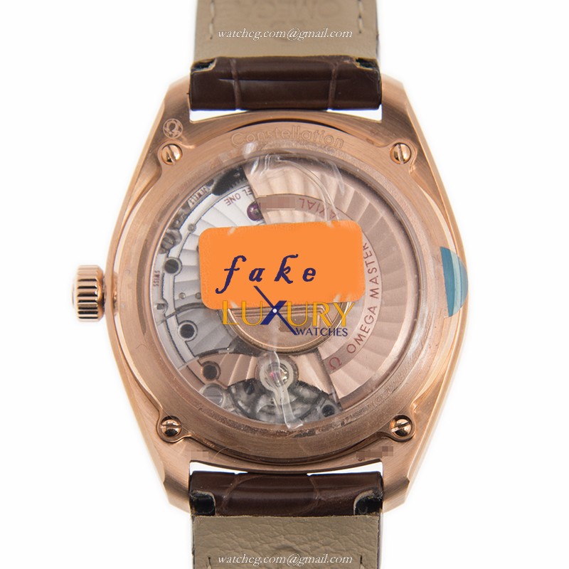 Omega Replica Watch 130.53.39.21.02.001 Automatic 18kt Rose Gold, White Dial, Leather Strap - Image 3
