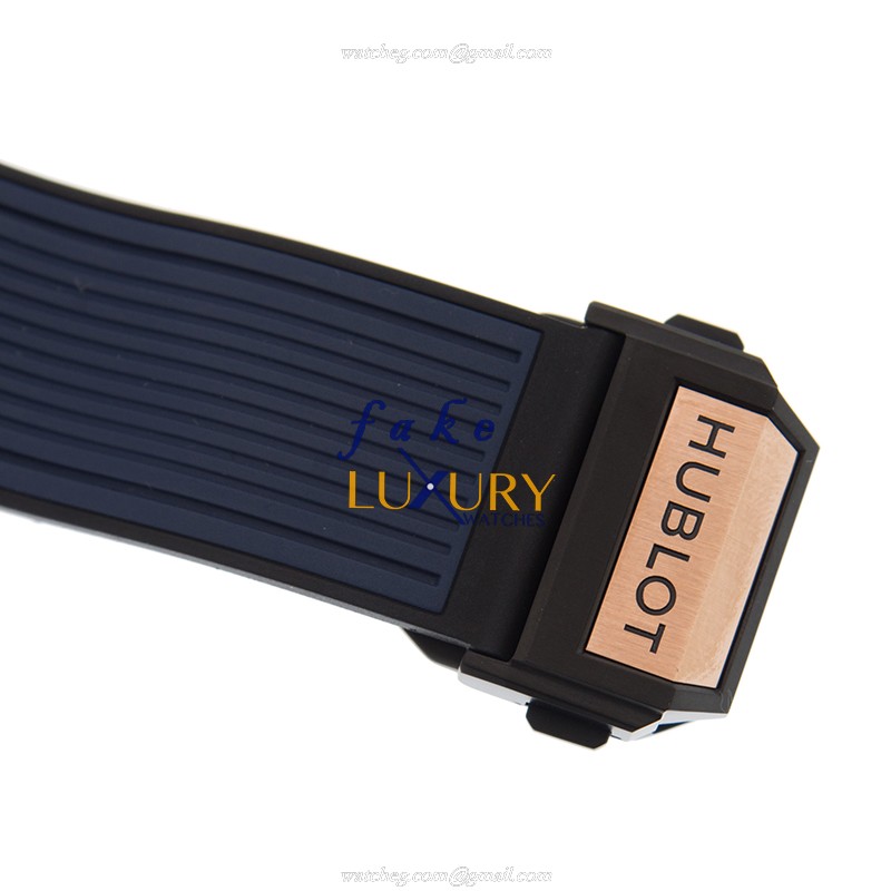 Hublot 471.OX.7128.RX Automatic 18kt Rose Gold BIG BANG Replica Watch - 45mm Gold Dial Blue Rubber - Image 4