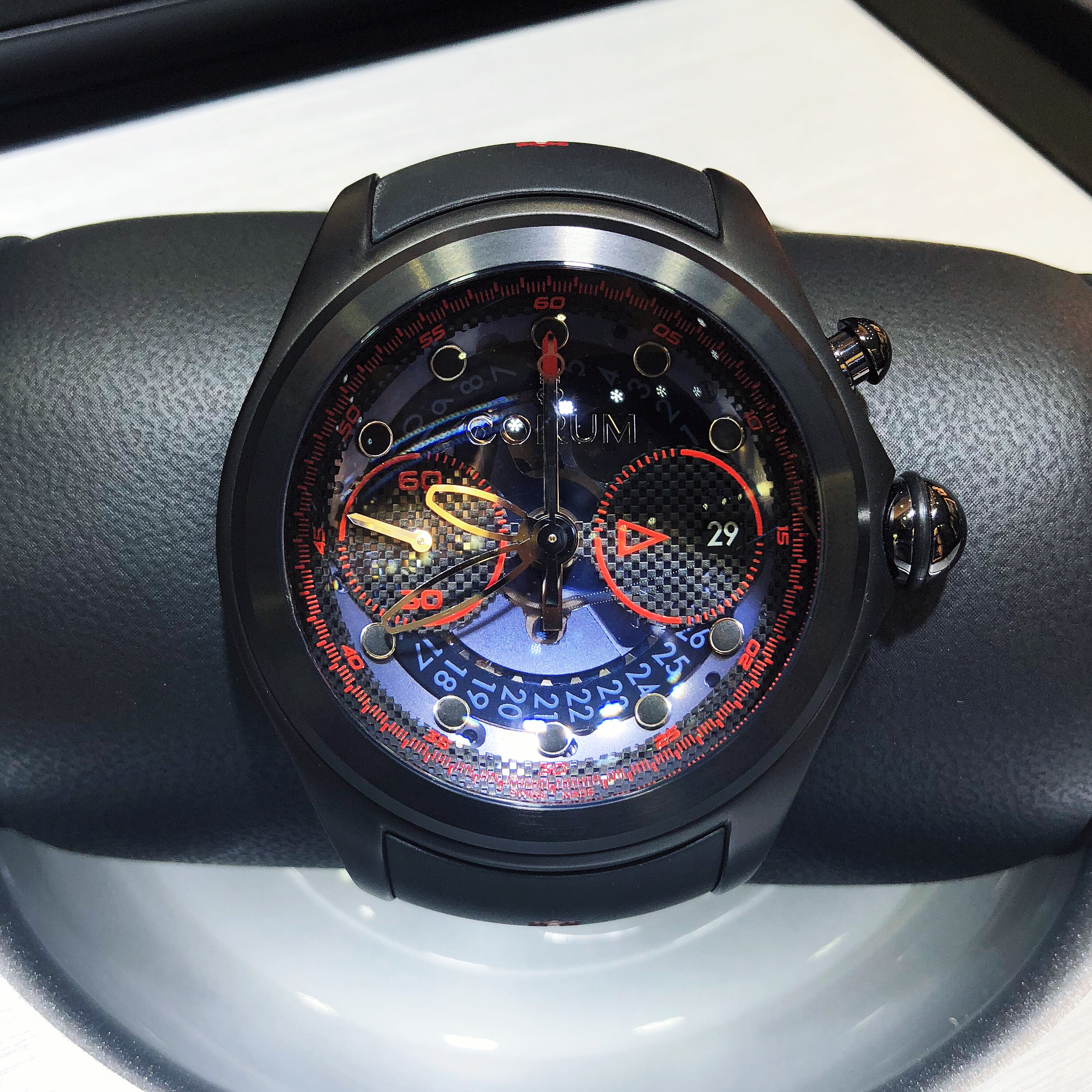Corum Bubble 961.201.95/0371 CT01 Automatic Titanium Blue Dial Rubber Replica Watch - Image 5