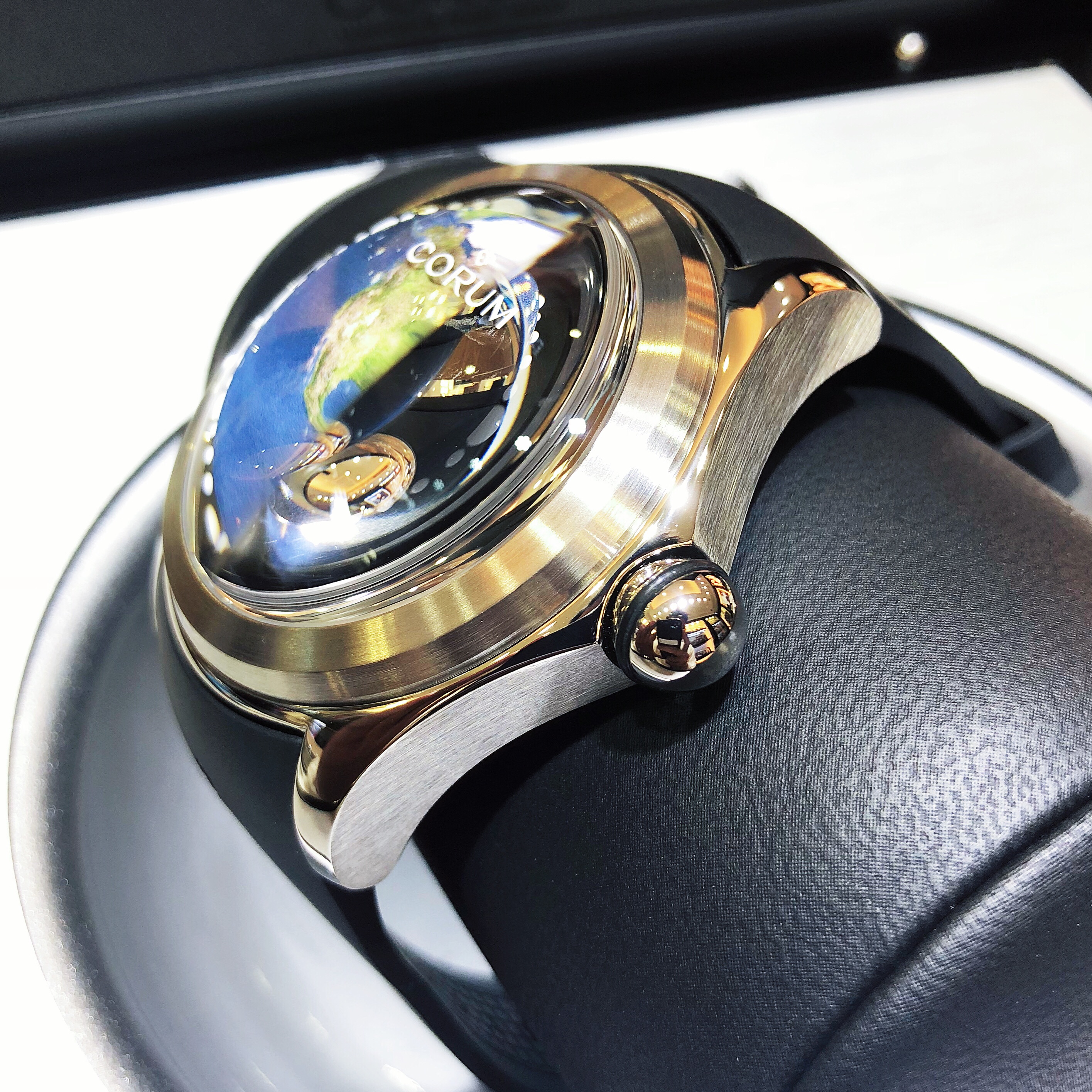 Corum 390.101.04/0371 UE01 BUBBLE Automatic Titanium Blue Dial Rubber Strap Replica Watch - Image 5