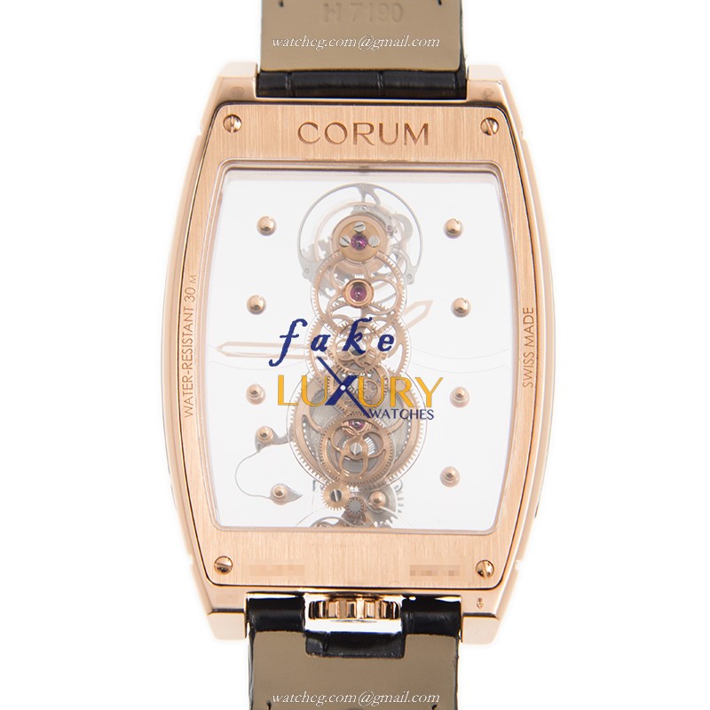 Corum 100.160.55/0F01 0000 - Replica Watch - Manual Wind - 18kt Rose Gold - Transparent Dial - Image 3