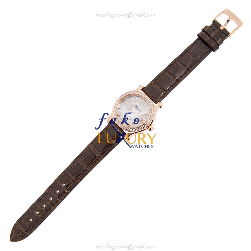 Chopard 274893-5010 Replica Watch, Automatic, 18kt Rose Gold Case, White Dial, Brown Alligator Strap - Image 2