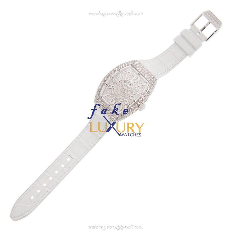 Franck Muller V 32 QZ D CD OG.BC VANGUARD Quartz 18kt White Gold Diamond | Replica Watch - Image 2
