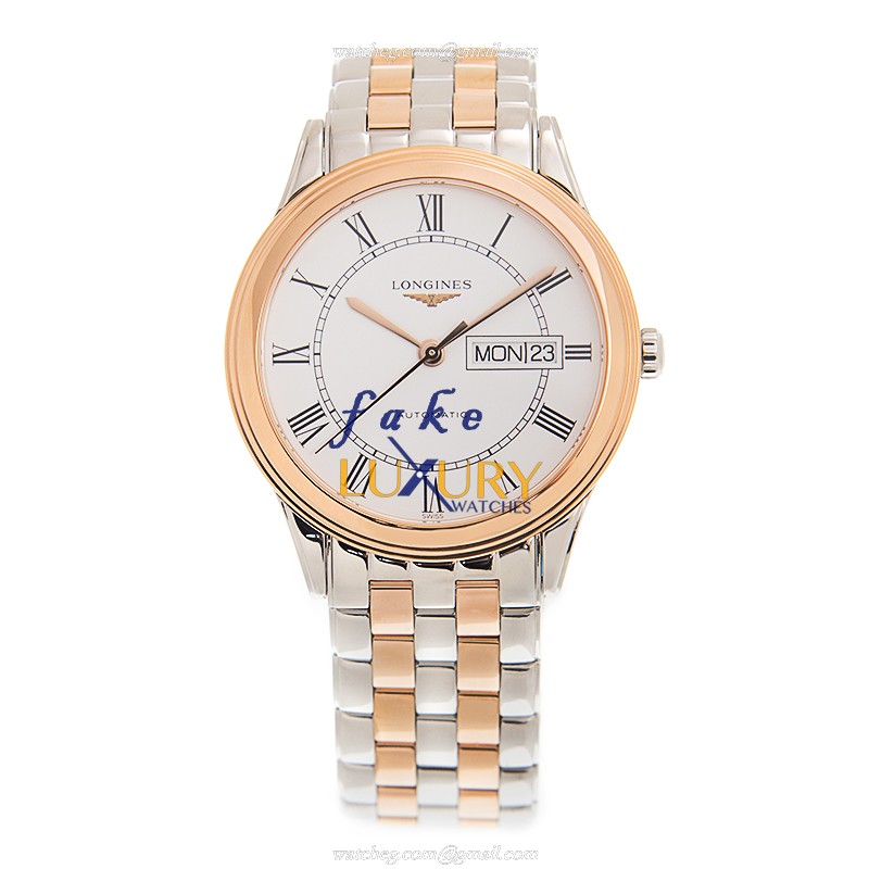 Longines L4.899.3.91.7 FLAGSHIP Swiss Automatic Stainless Steel Replica Watch, White Dial, Silver & - Image 2