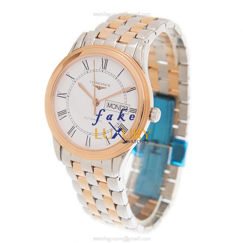 Longines L4.899.3.91.7 FLAGSHIP Swiss Automatic Stainless Steel Replica Watch, White Dial, Silver & - Image 3
