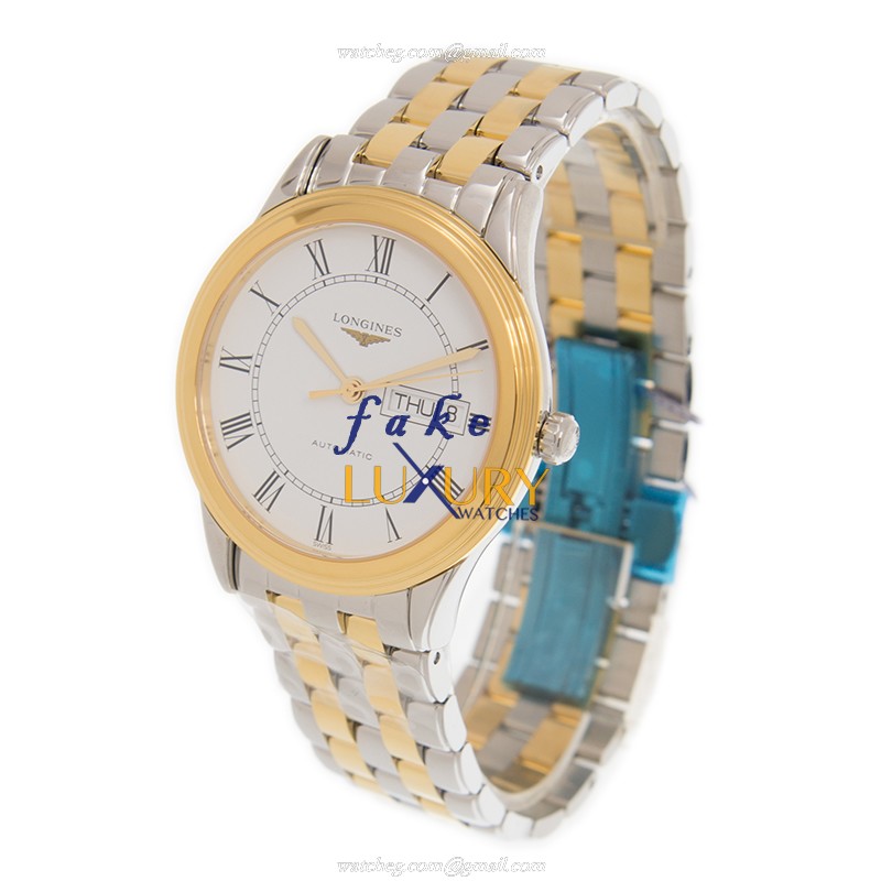 Longines L4.899.3.21.7 Replica Watch With Automatic Movement, White Dial, Gold Silver Strap - Image 3