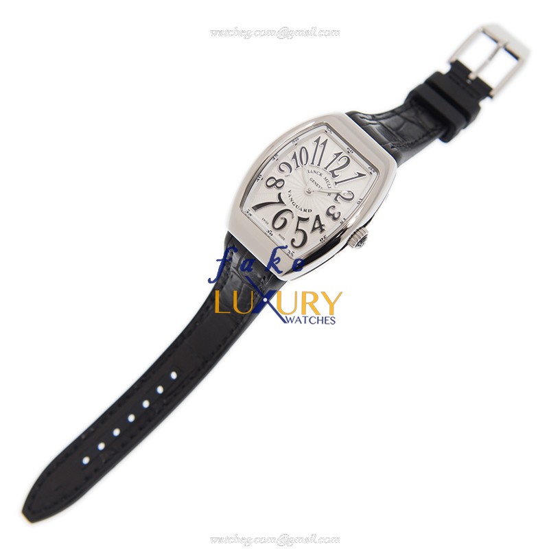 Franck Muller V 32 QZ AC NR-WHITE Replica Watch Quartz Steel, White Dial Black Alligator Strap - Image 2