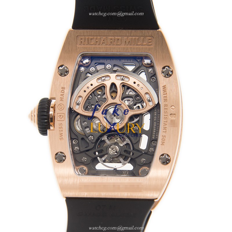 Richard Mille RM07-01RG Replica Watch, Automatic Movement, 18kt Rose Magic & Diamond Case, Black - Image 3