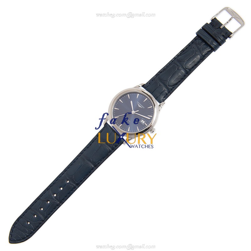 Longines L4.974.4.92.2 Replica Watch, Blue Dial, Steel Case, Leather Strap, Automatic - Image 2