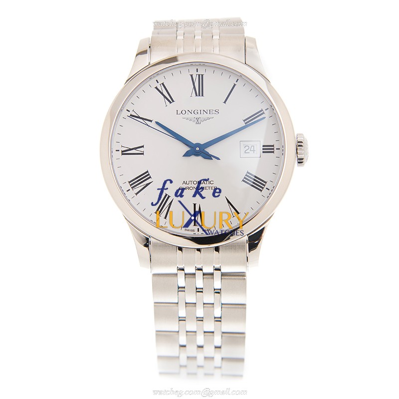 Longines L2.820.4.11.6 Automatic Stainless Steel Replica Watch, Swiss Movement, White Dial, Silver - Image 2