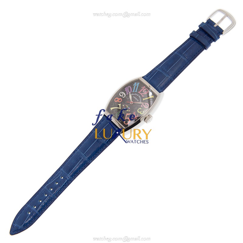 Franck Muller 7851SCCOLDRMAC-BLUE CURVEX Automatic Steel Case Replica Watch, Auto, Black Dial, Blue - Image 2