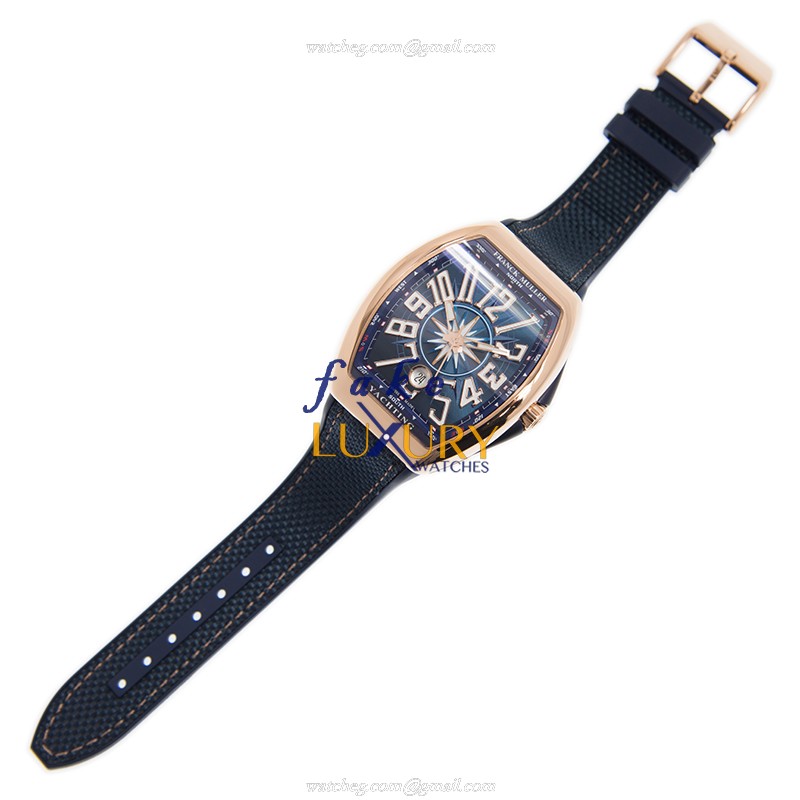 V 41 SC DT YACHTING 5N.BL - Franck Muller Vanguard Replica Watch - Automatic - Blue Dial Rose Gold - Image 2