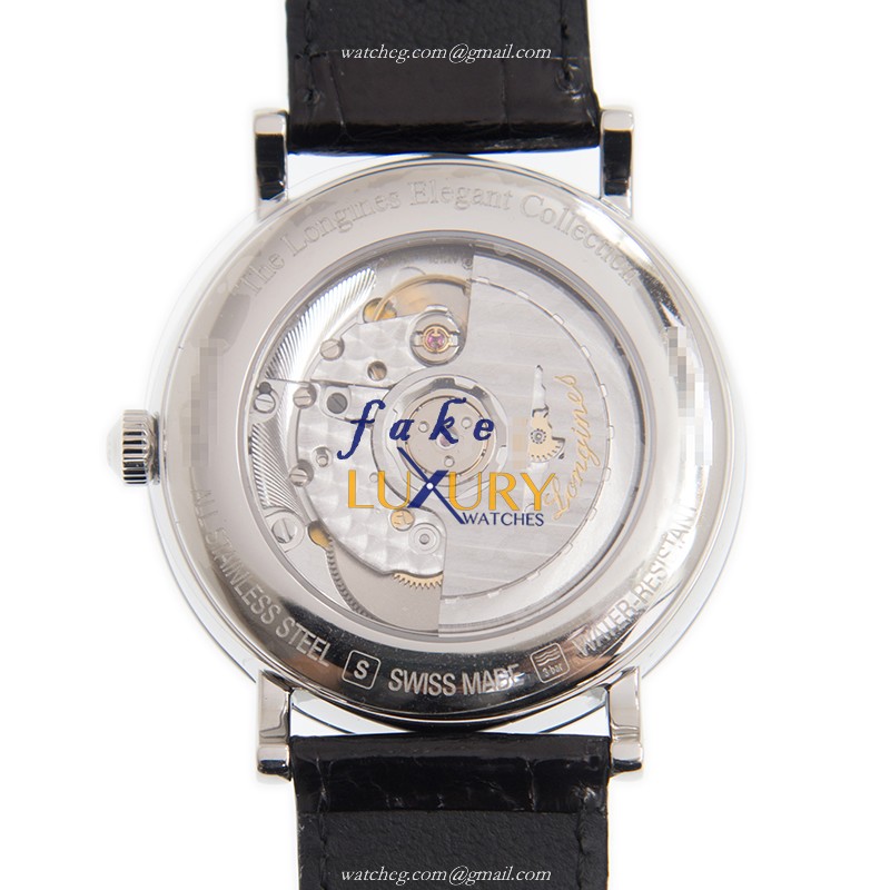 Longines L4.910.4.57.2 Lyre Replica Watch, Automatic, Black Dial, Steel Case, Leather Strap - Image 3