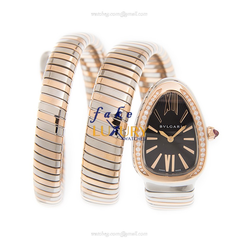 Bulgari SP35BSPGD.2T Serpenti Replica Watch, Quartz Movement, Black Dial, Rose Gold & Diamond Case - Image 2