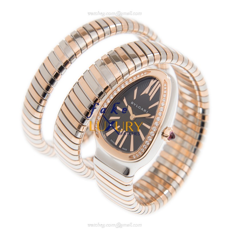 Bulgari SP35BSPGD.2T Serpenti Replica Watch, Quartz Movement, Black Dial, Rose Gold & Diamond Case - Image 3
