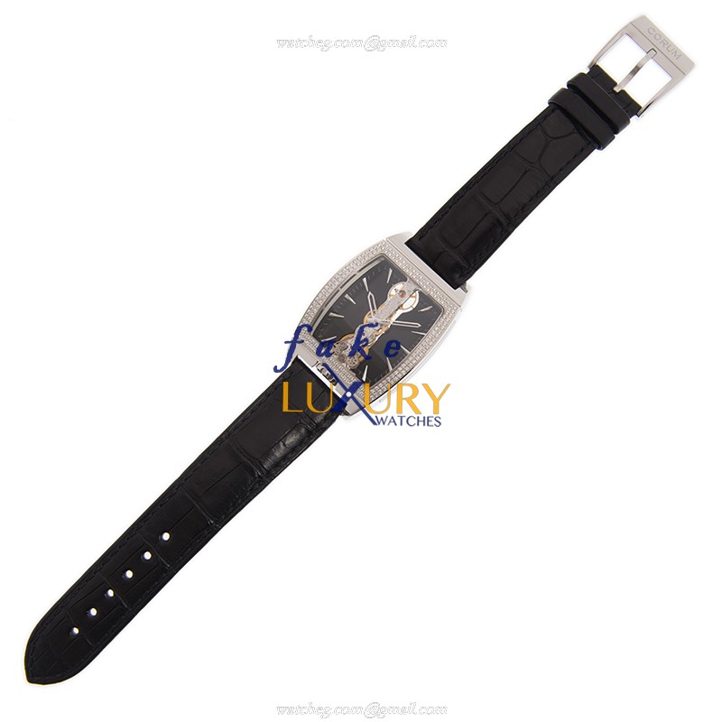 Corum 113.151.69/0001 FN01 BRIDGE Replica Watch, Manual Wind, 18kt White Gold & Diamond, Black Dial - Image 2