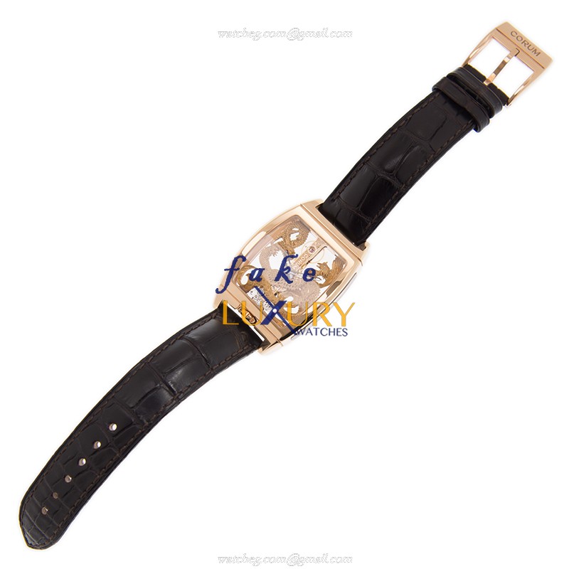 Corum Golden Bridge Manual Wind 18kt Rose Gold 113.265.55/0002 DP55R Transparent Skull Dial Replica - Image 2