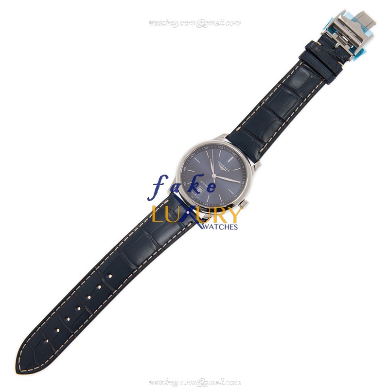 Longines L2.628.4.92.0 Swiss Automatic Replica Watch - Blue Dial, Steel Case, Leather Strap - Image 2