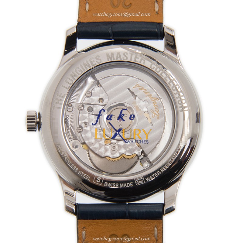 Longines L2.628.4.92.0 Swiss Automatic Replica Watch - Blue Dial, Steel Case, Leather Strap - Image 3