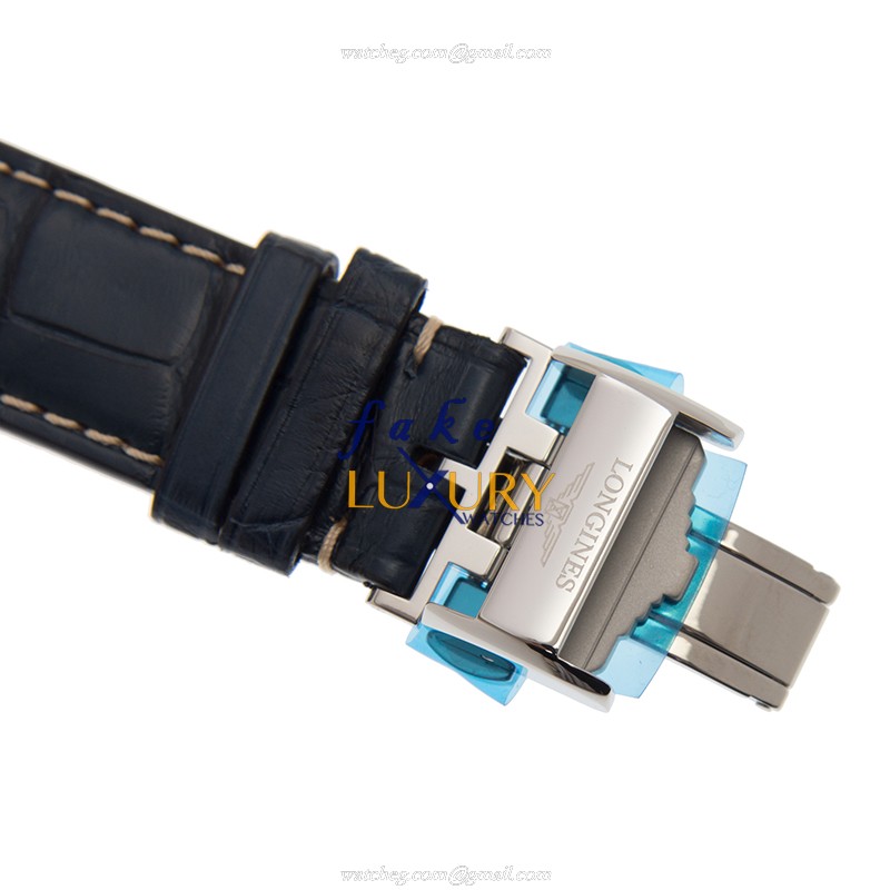 Longines L2.628.4.92.0 Swiss Automatic Replica Watch - Blue Dial, Steel Case, Leather Strap - Image 4