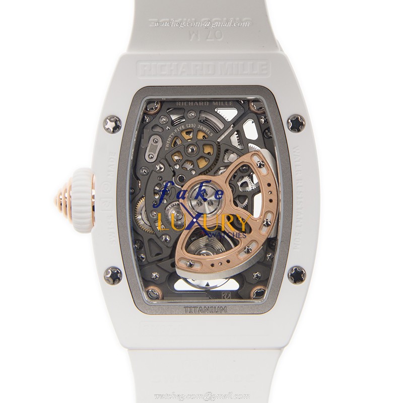 Richard Mille RM07-01 RG-ATZ Replica Watch, Automatic, White Dial, Ceramic Case, Rubber Strap - Image 3