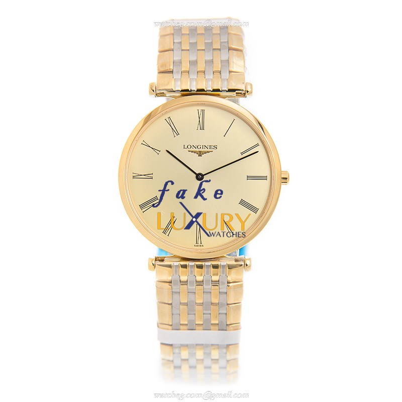 Longines La Grande Quartz Replica Watch L4.709.2.31.7, 18kt Gold & Steel Case, Gold Dial - Image 2