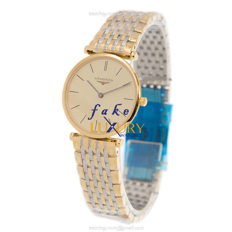Longines L4.512.2.32.7 La Grande Replica Watch, Quartz Movement, Beige Dial, 18kt Gold & Steel Case - Image 3