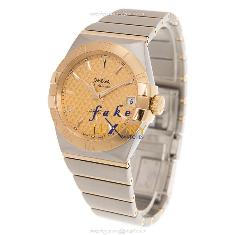 -123.20.38.21.08.002 - Omega Constellation Automatic 18kt Gold & Steel Replica Watch - Gold Dial - Image 3