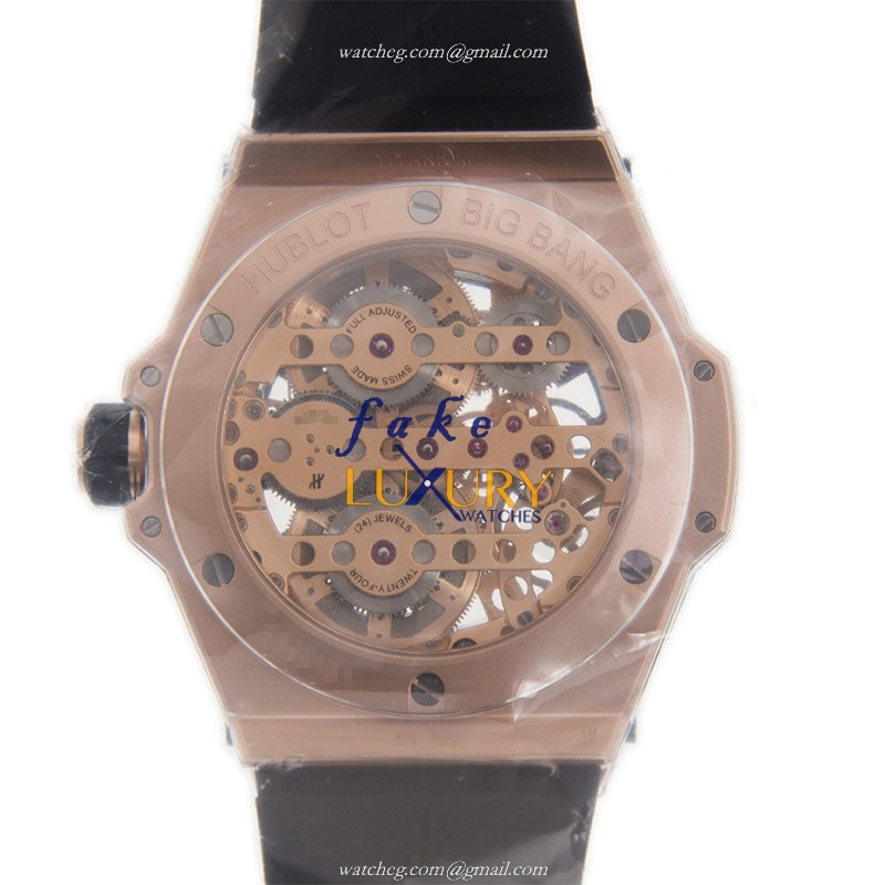 Hublot 414.OI.1123.RX Manual Wind 18kt Rose Gold Replica Watch, Swiss Movement, Black Dial, Rubber - Image 3