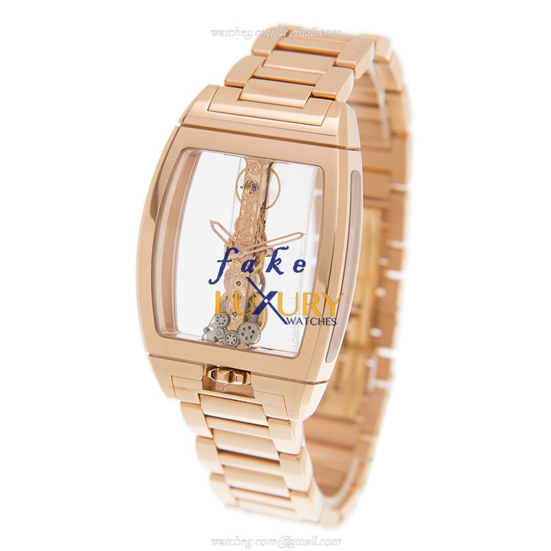 113.160.55/V100 0000 - Corum Bridge Replica Watch - Manual Wind 18kt Rose Gold Transparent Dial - Image 3