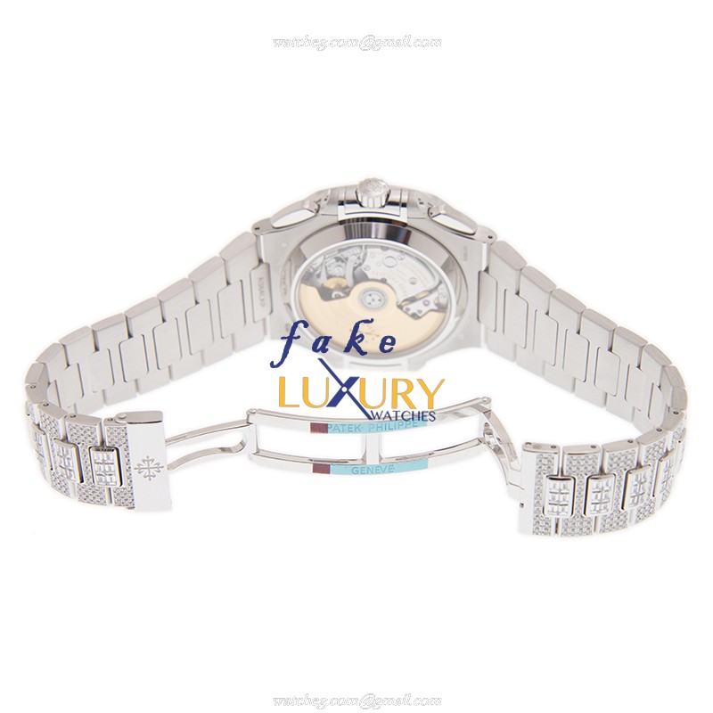 Patek Philippe 5980/1400G-010 Nautilus Replica Watch Automatic 18kt White Gold Diamond Black Dial - Image 5