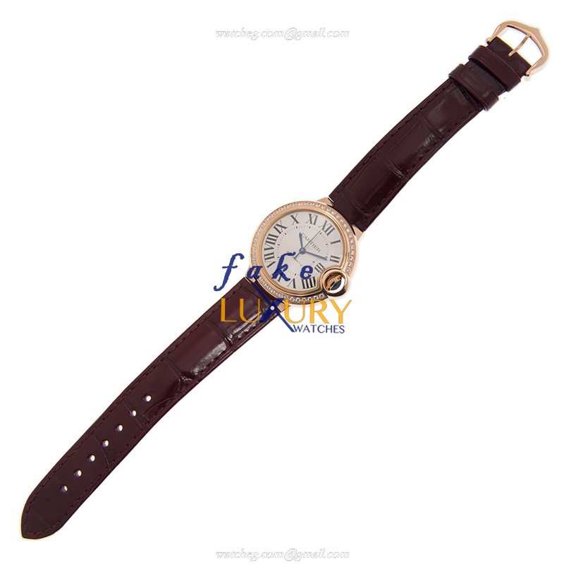 Cartier WJBB0033 Ballon Bleu Replica Watch, 33mm Automatic, White Dial, Rose Gold & Diamonds Case - Image 2