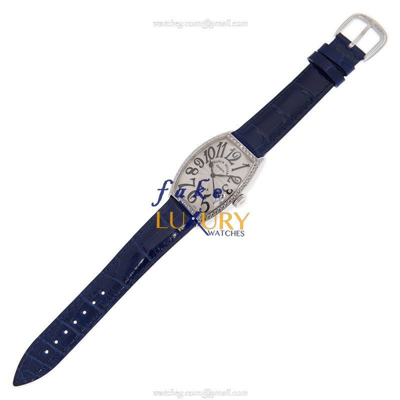 Franck Muller 5851 SC D 1R AC Cintree Curvex Automatic Silver Dial Blue Alligator Strap Replica - Image 2