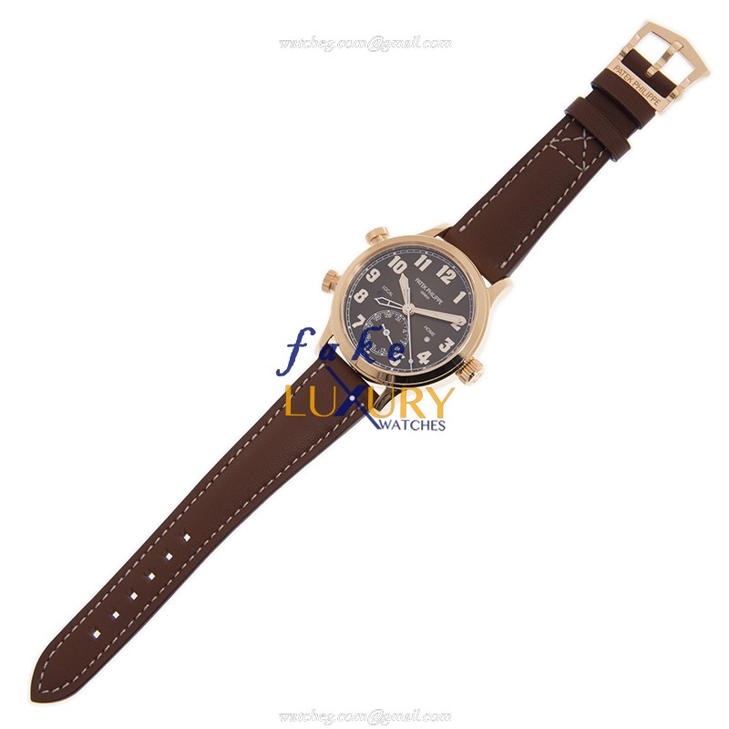 Patek Philippe 7234R-001 Replica Watch Automatic Movement 18kt Rose Gold Case Brown Dial Alligator - Image 2