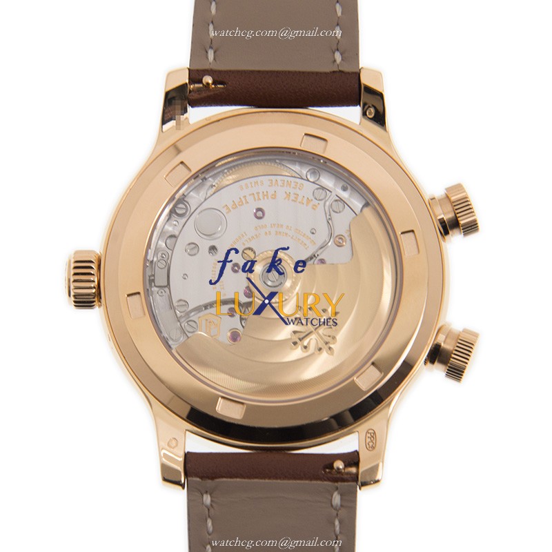 Patek Philippe 7234R-001 Replica Watch Automatic Movement 18kt Rose Gold Case Brown Dial Alligator - Image 3